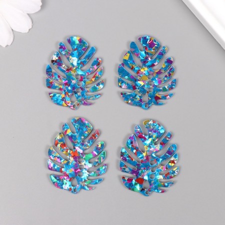 Decor for the work of acrylic bilateral "Brilliant tropical leaf" 3.9x3x0.2 cm-2