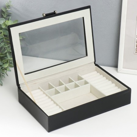 Casket to the leatherette for jewelry "Hampons" black 5.5x27x18 cm-1