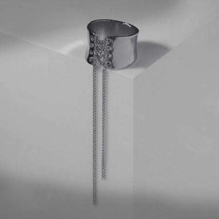 Corset ring with lacing, silver color, dimensionless-2