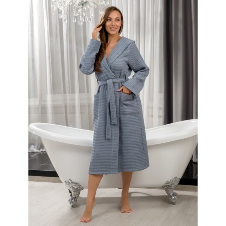 Women's waffle bathrobe pandahug oRNELLA, size 44-46, color gray