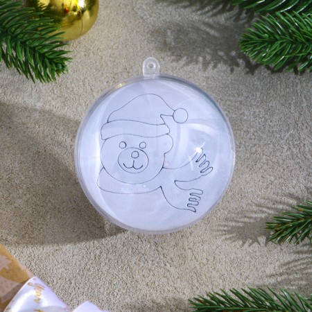 Christmas tree decoration for coloring "Bear" Size: 8 cm; 2 pcs., Brush-2