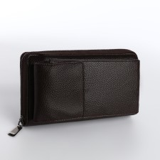 Male purse-clate on a zipper, phone pocket, brown color