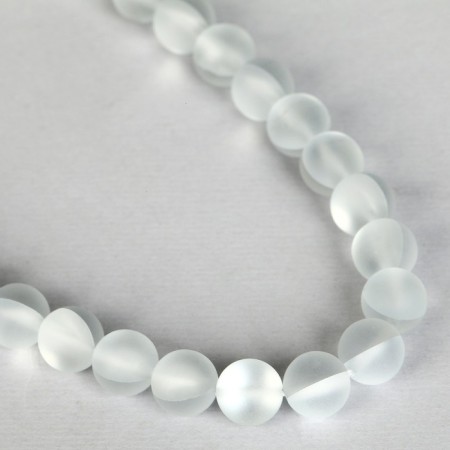Busins ​​made of natural stone "Cat Eye", set 46 pcs., Size 1 pc. -8 mm, matte gray-white-3