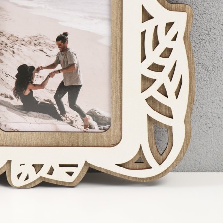 Photo frame LHDF "Leaves" 46x51 in 4 photos 10x15 cm, col. White oak (plastic screen)-1