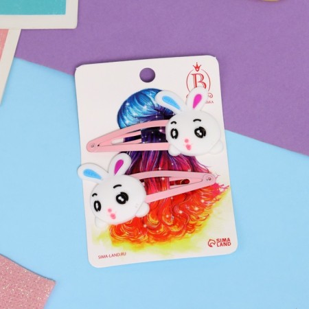 Invisible hair "Adele" (set 2 pcs) cute bunny, 5.5 cm