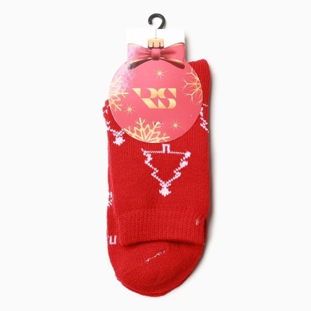 Socks women's Christmas trees, red color, size 23-25-2