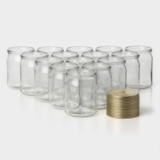 A set of glass cans with a lid of a share, SKO-82 mm, 0.5 l, 15 pieces
