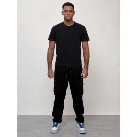 Cargo jeans male, size 56, black color-4