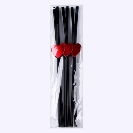 Pipe for cocktail, with hearts, in a set of 6 pcs., Black-4