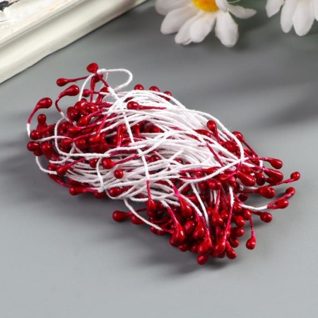 Stamens for artificial flowers "droplets of burgundy" (set 130 pcs) length 6 cm-1