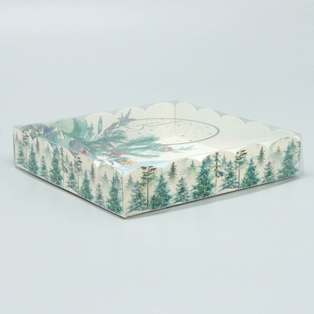Box for confectionery products with PVC "Winter", 15 x 15 x 3 cm, New Year-1