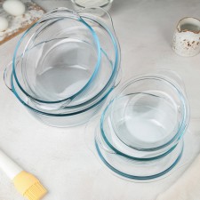 A set of baking pots with a Borcam lid, 3 items: 1 l, 1.5 l 2 l