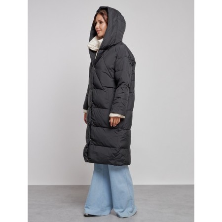 Coat insulated winter female, size 44, black color-5