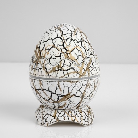 Light device "Dinosaurian egg" 10 cm, speaker, removable hemisphere, glow of RGB, remote control, usb, white-17
