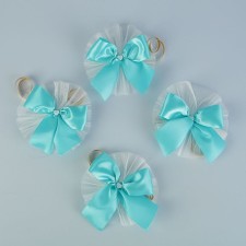 Bows on the handles of a wedding car, 4 pcs., Turquoise