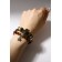 Bracelet Leather "Flower with an asterisk" hippie, color brown-black, 6 cm