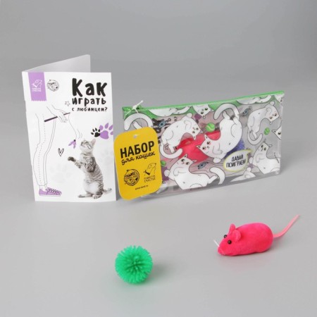 Set for cats "Let's play!" The ball, mouse-2