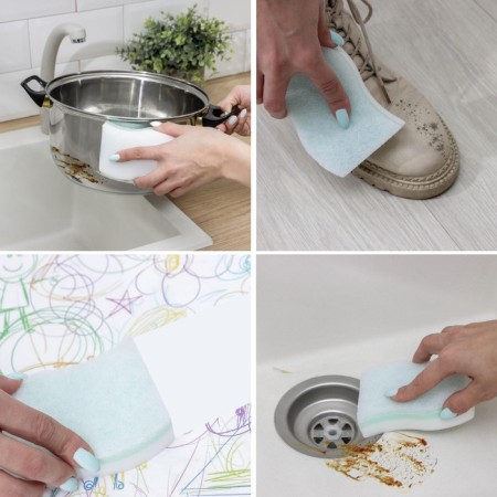 Melamin's sponge “Triple effect”, 3 layers: melamine, foam, abrasive, 11 × 7 × 3 cm-6