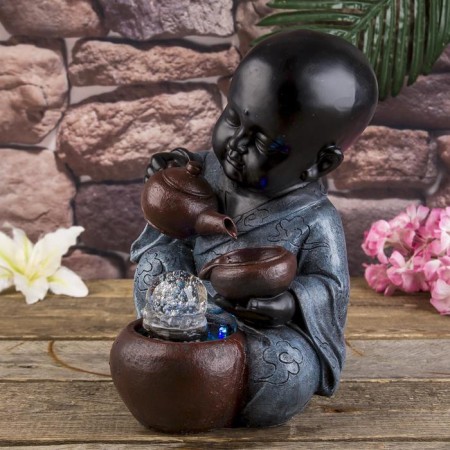 Table fountain "Little Buddha with a teapot" 34x21x20 cm-2