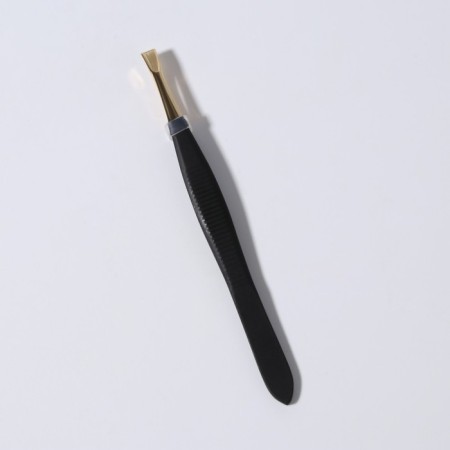Direct tweezers, narrow, 9 cm, black/golden color-5