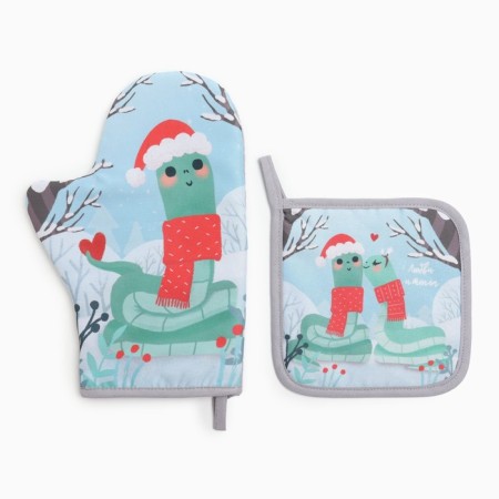 Set of kitchen shade "Love and warmth": a severity 17x17 cm, mittens-seging 20x28 cm, 35% cotton-1