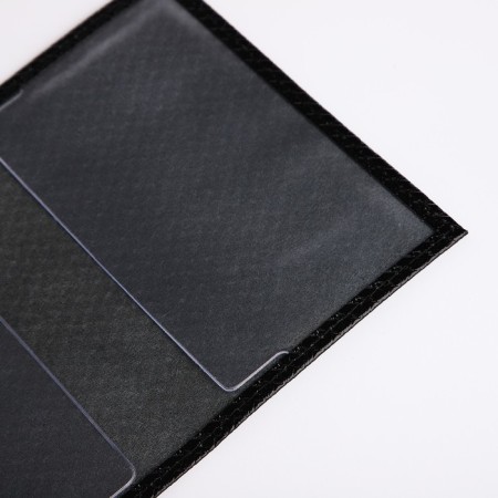 Cover for passport, embossing, braid, black color-5