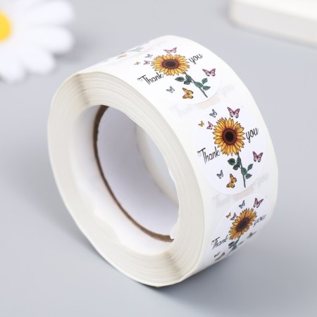 Stick Paper "Sunflower. Gratitude" d = 2.5 cm 500 pcs in a roll 3x6.5x6.5 cm-1