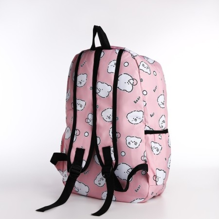 School backpack from textiles on lightning, 3 pockets, pencil case, pink color-5