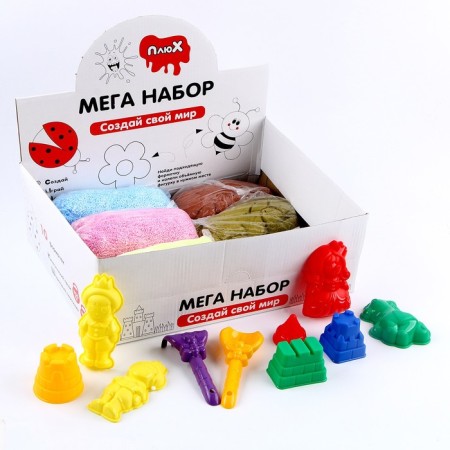 Set for creativity 2 in 1 "kinetic sand. Ball plasticine ", 900 g, 10 molds, mix-3