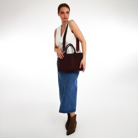 Female bag Textura, tout, medium size, burgundy color-1