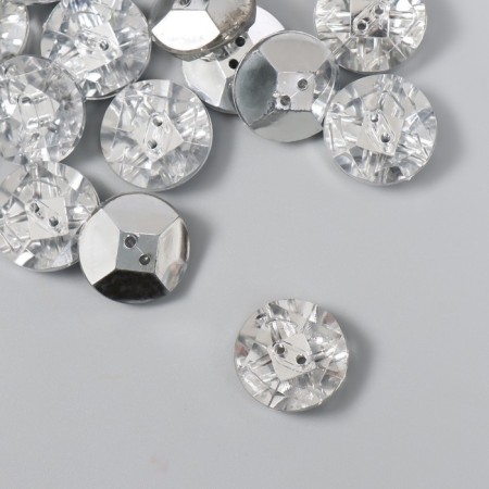 Buttons plastic for creativity 2 punctures "rhombus in a circle. Crystal" set of 20 pcs 2.1x2.1 cm