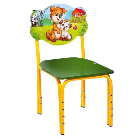 Children's chair "Mom and baby", adjustable, green color, yellow-1
