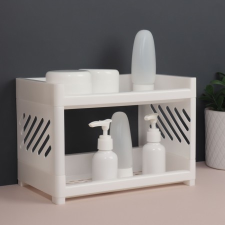 Organizer for storage, 2 sections, 24.2 × 15 × 16.7 cm, white color-2