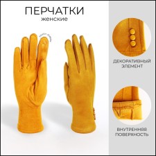 Gloves are female, dimensionless, without insulation, mustard color