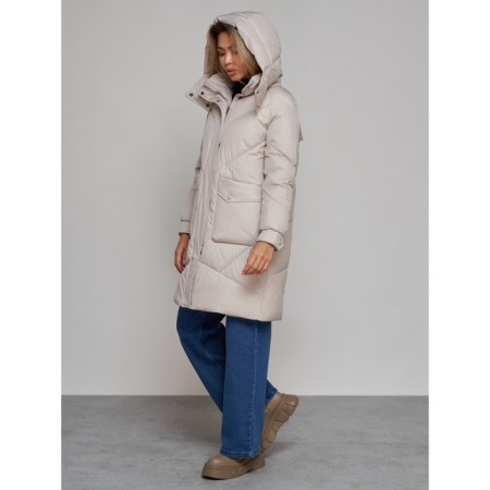 Coat insulated winter female, size 44, color light gray-7