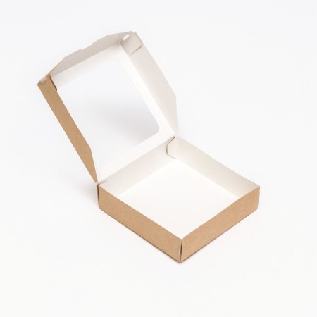 The box is folding, with a window, craft, 15 x 15 x 4 cm-3