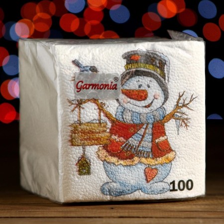 New Year's napkins Paper Harmony Color Multicolor "Snowman", 24*24 cm 100 sheets-3