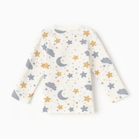 Longsliv children's color white/stars, height 80-3