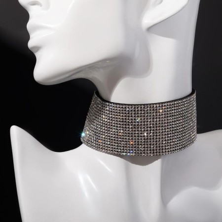 Choker "Grace of Sparks" is wide, black-silver color, l = 31 cm
