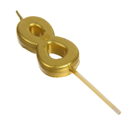 Candle in a cake on a skewer, number 8, gold, 4.5x2.5 cm-3