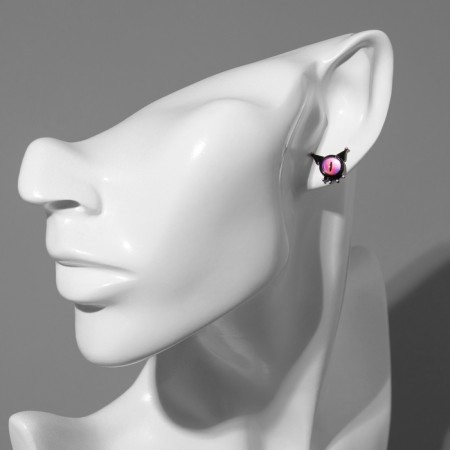 Earms with enamel "Montstrika" with ears, black color-2