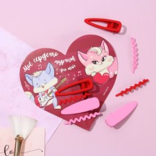 Valentine postcard with hair hairpins 