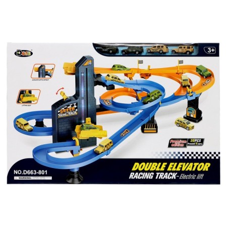 Speed ​​Auto Trade, multi -level, with an elevator, cars in the kit, works from batteries-16
