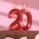 Candle in the cake jubilee "line", number 20, red metallic, 8cm