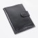 Cover for passport and auto documents, with cards and bills, with a button, genuine leather, black color
