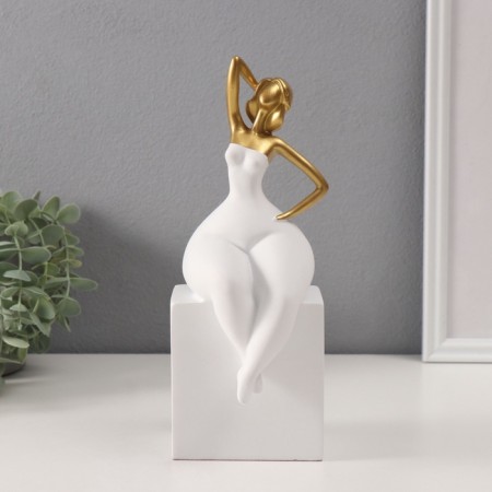 Polystone souvenir "Girl in a white overalls" White with gold 9x9.5x26 cm
