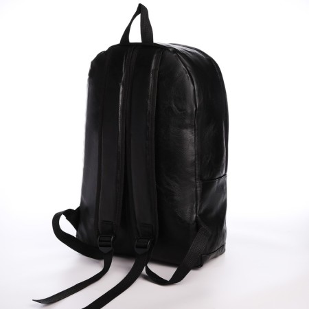 City backpack of artificial leather with lightning, 4 pockets, black color-2