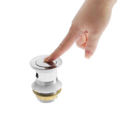 Bottom valve Zein BP1, 1 1/4 ", a small button, with overflow, for a shell, chrome-11