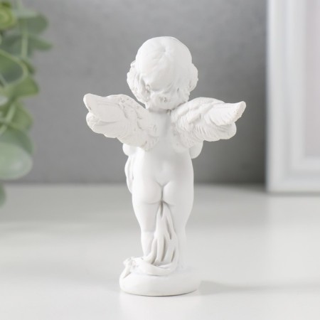 Polystone souvenir "Snowty angel with a flower in a pot" 9.7x6x6.5 cm-2
