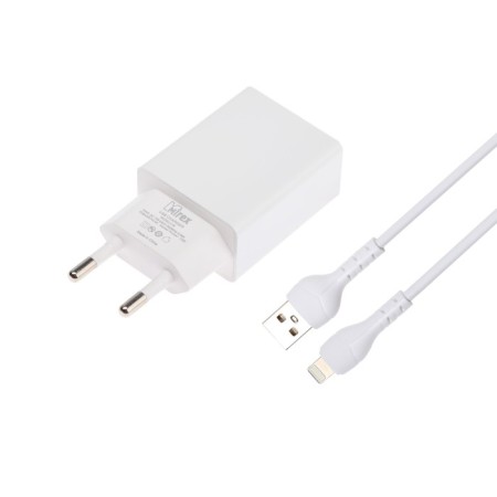 Network charger Mirex U16i, USB, 2.4 A, Lightning cable, 1 m, white